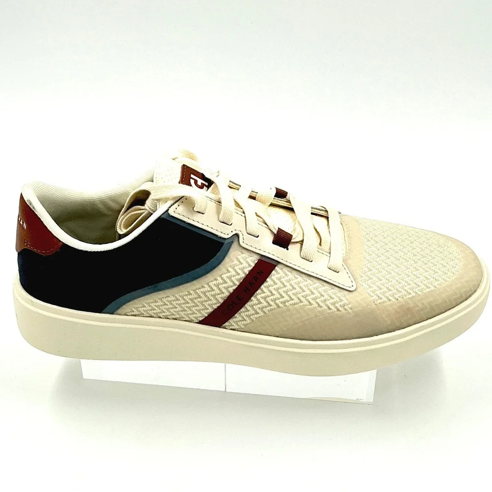 Cole Haan Mens Size 10.5 Sneaker Beige Navy NEW Grand 360 Crosscourt Winner $160
